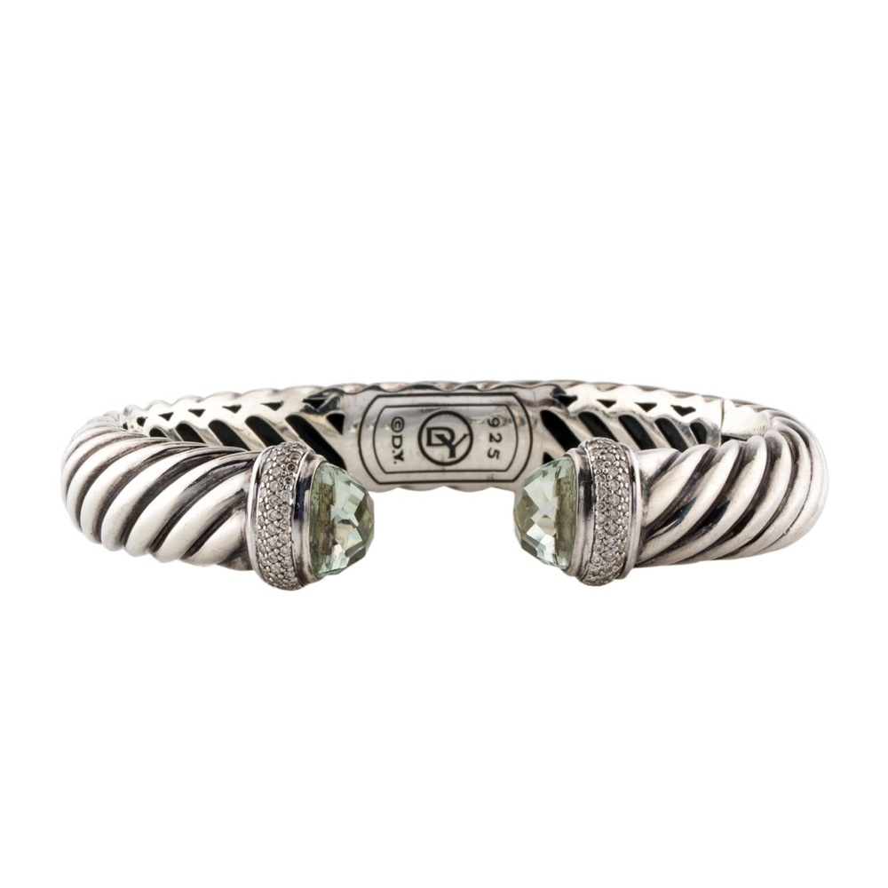 David Yurman Diamond and Prasiolite Waverly Cable Bracelet